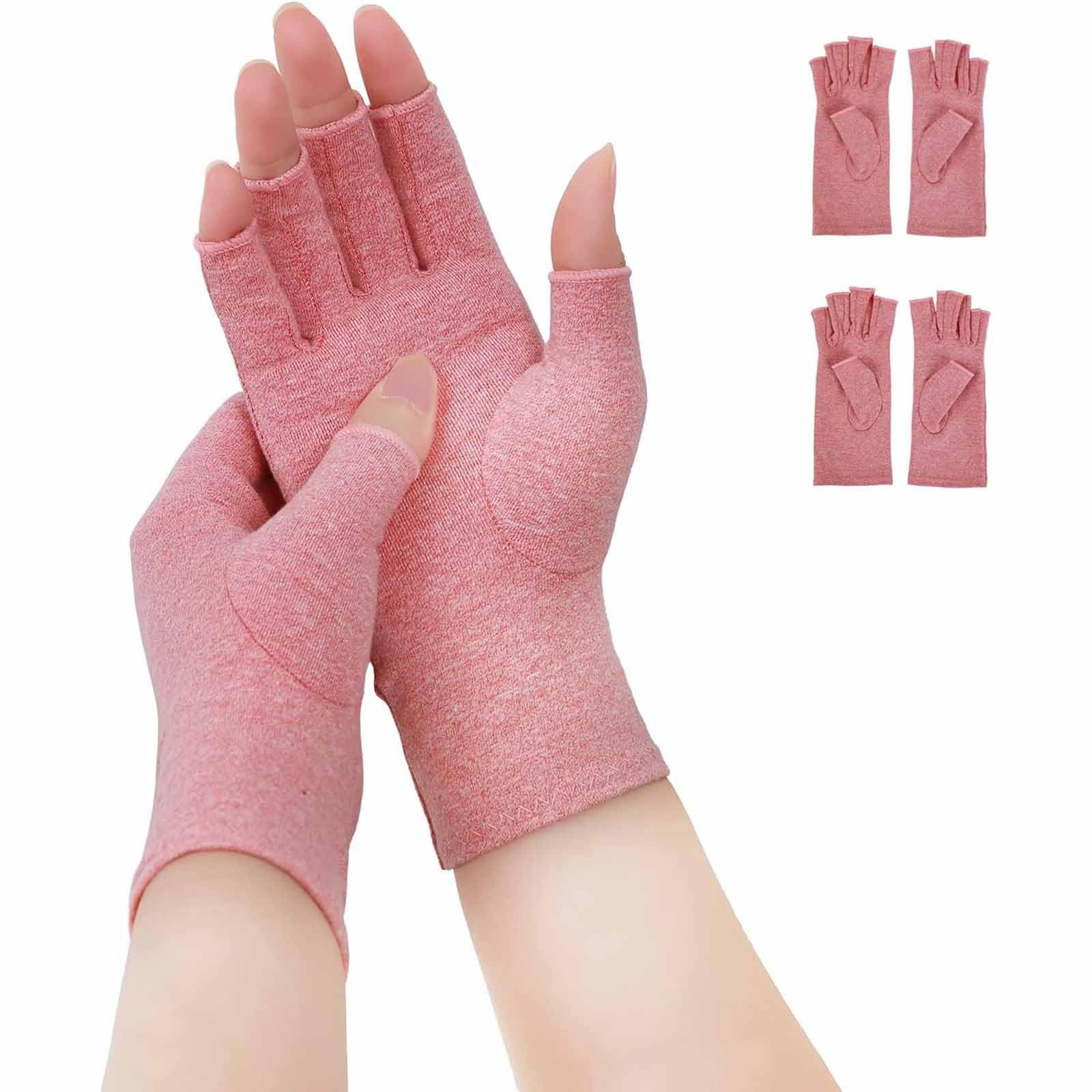 Tazweeq 2 Double Compression Arthritis Gloves, Fingerless Carpal Tunnel Pain Relief Gloves for Women, Men, Rheumatoid, Tendonitis, Swelling, Hand Support Wrist Rest (Medium)