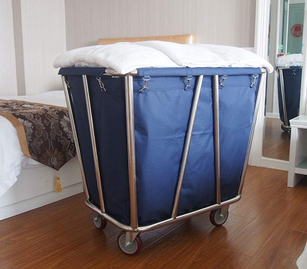 Heavy Duty Movable Serving Cart with Removable Bag Commercial Rolling Laundry Sorter Cart on Wheels for Hotels