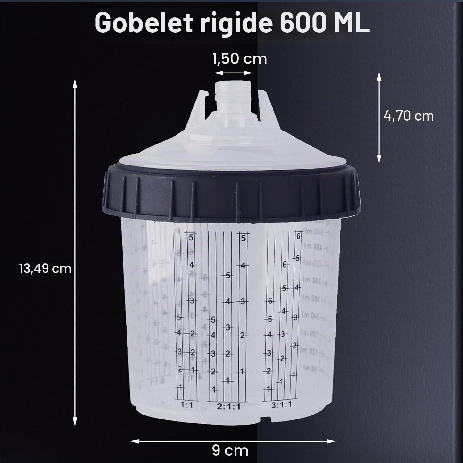 Pulvérisateur de Peinture Professionnel avec Tasse de Mélange Rapide, Kit de Pistolet Peinture Pneumatique de 1,3 mm Comprenant 10 Tasses Jetables, Régulateur de Pression pour Peinture de Voiture