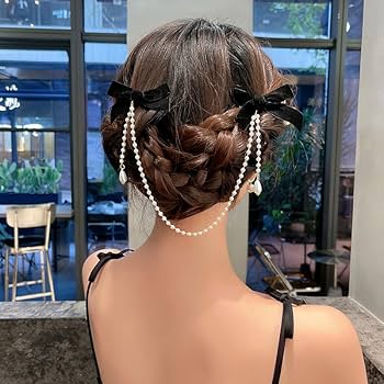 ヘアアクセサリー fetico VELVET BOW WITH PEARL HAIR CLIP Amazon.com : Wiwpar Velvet Black Hair Bow Hair Clips