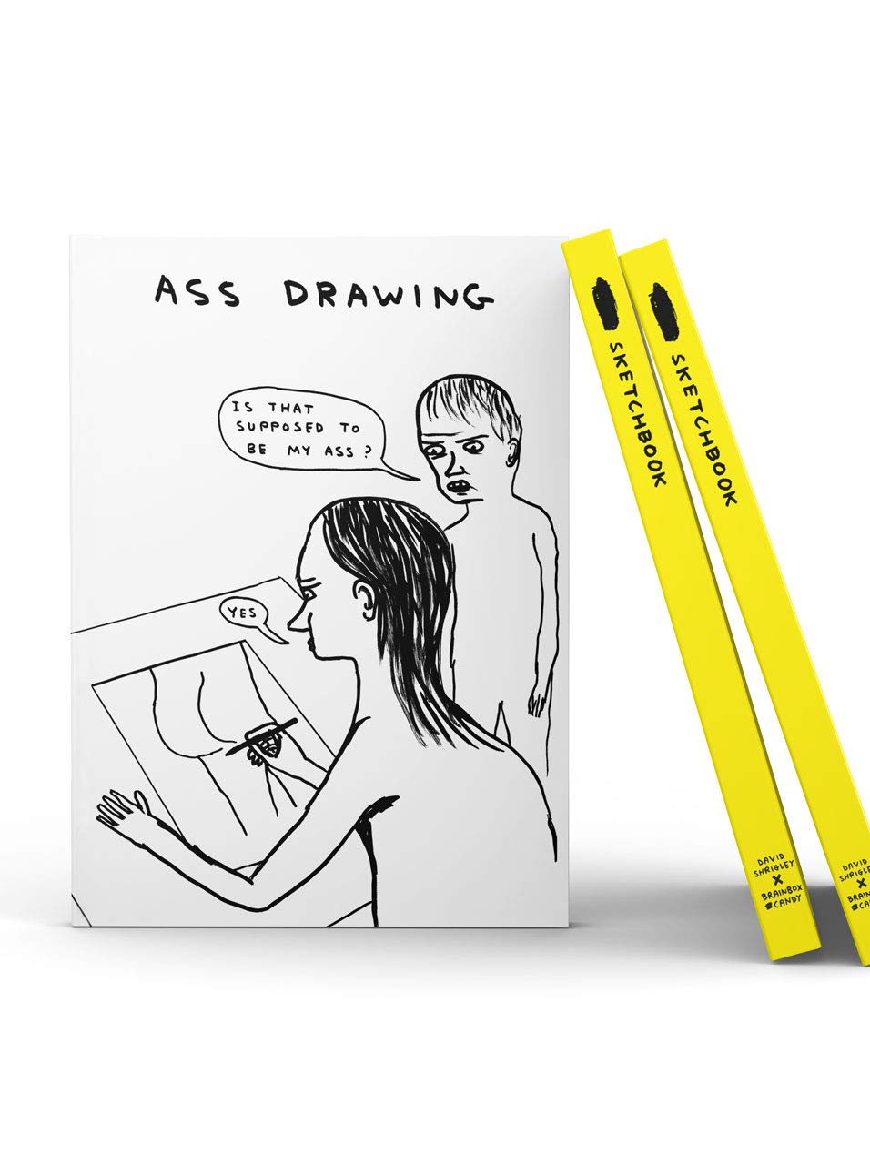 Brainbox Candy White Official David Shrigley | Sketchbook | 'Ass Drawing' | Funny Humoros | Drawing Artwork | Sold By