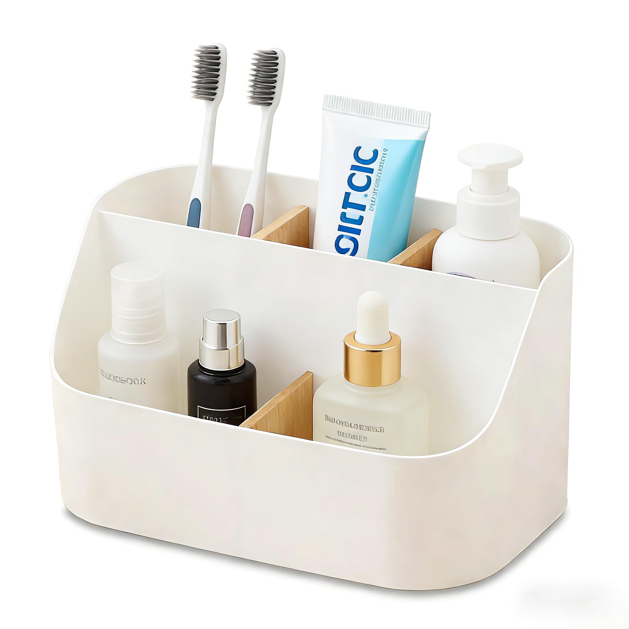 Porte Brosse à Dents Électrique avec Cloisons en Bois