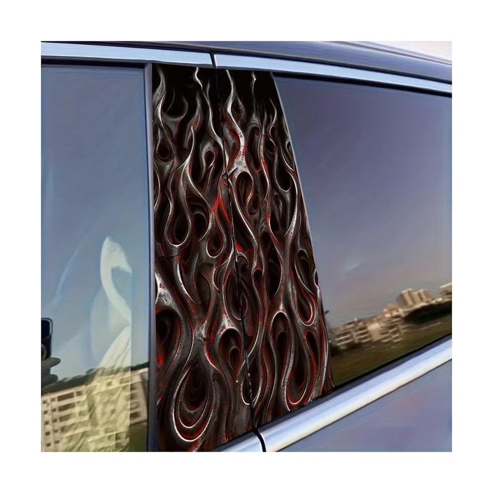 Auto Accessory 2pcs Car Center Pillar Sticker Flame Pattern Glossy Material Protective Film