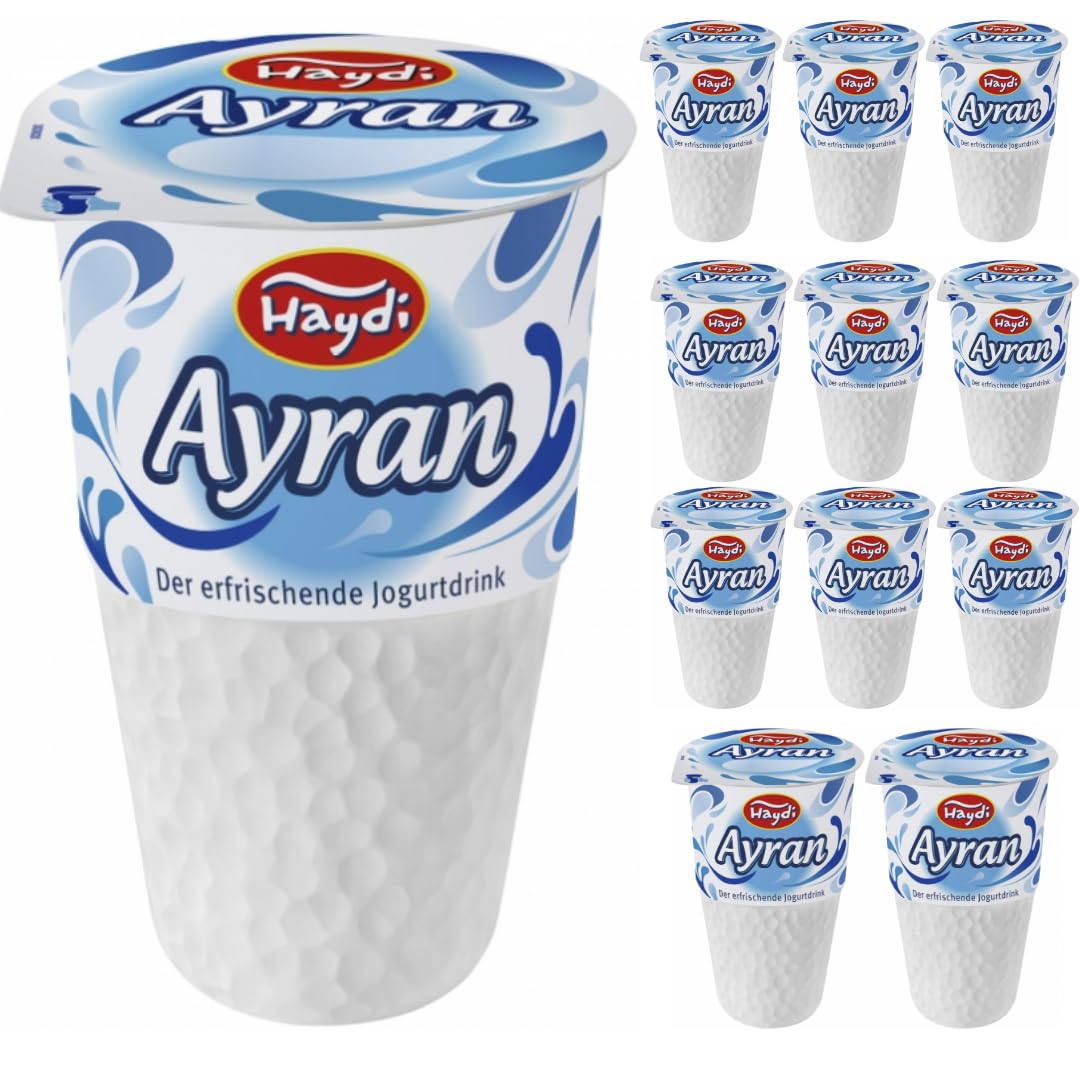 Haydi, Joghurtgetränk Ayran Türkisches Erfrischungsgetränk aus Joghurt und Wasser. anatolischer Joghurt-Drink Nach Anatolischer Art, Sonderproduktionsgetränk 250 Mililiter x 12er [Frischegarantie]