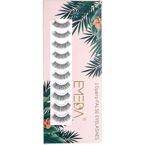 False Eyelashes Natural Look 10 Pairs Wispies Eyelashes 3D Fake Lashes Small Face Eyelashes 100% Handmade Lashes Soft Reusable Eye Lash Eyelash 1 Pack by EMEDA