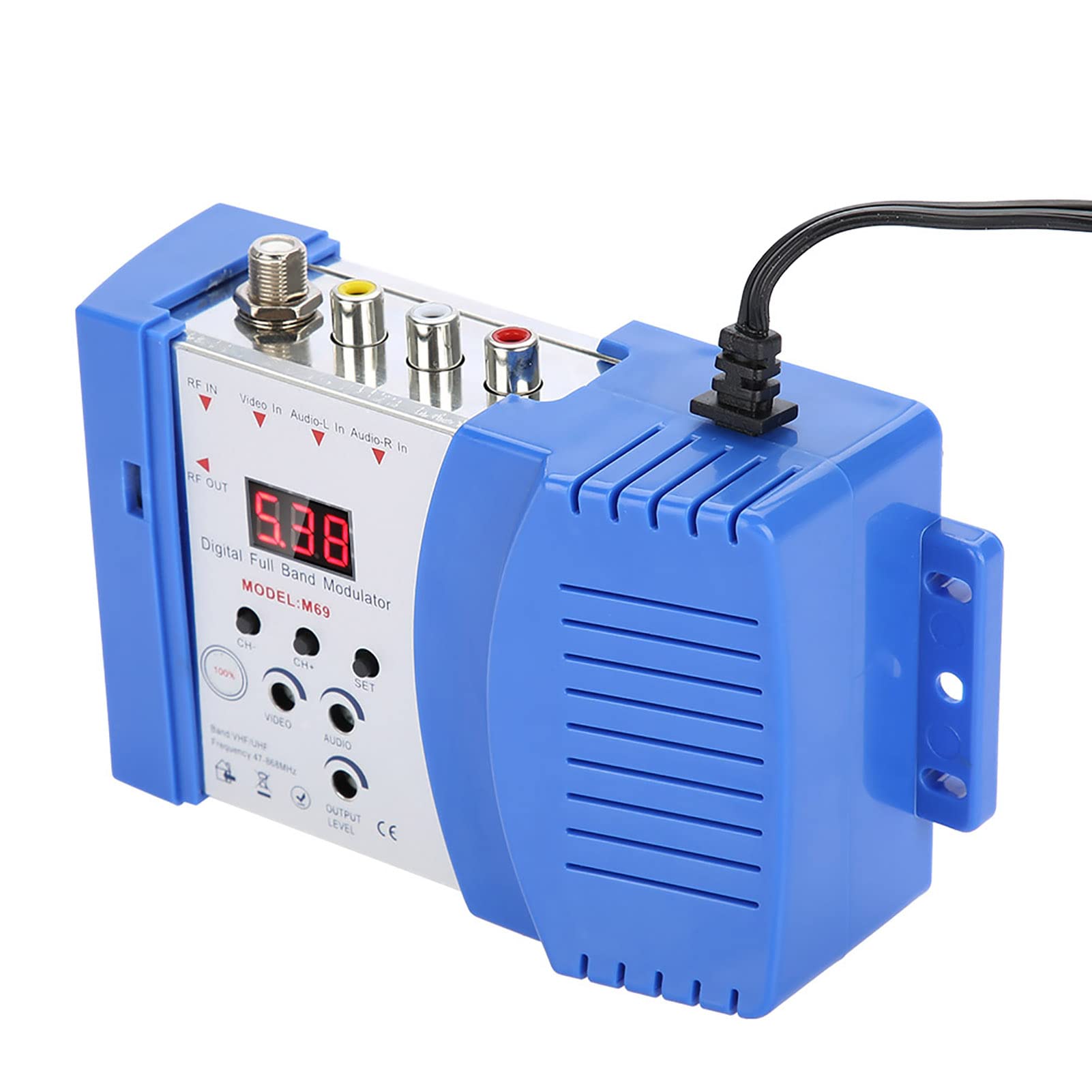 ASHATA Modulatore RF/Video, Modulatore RF Display Digitale Convertitore AV-TV VHF UHF, Modulatore RF Ergonomico con LED per Ricevitore Satellitare/Videocamera/Dvd ECC.(EU)