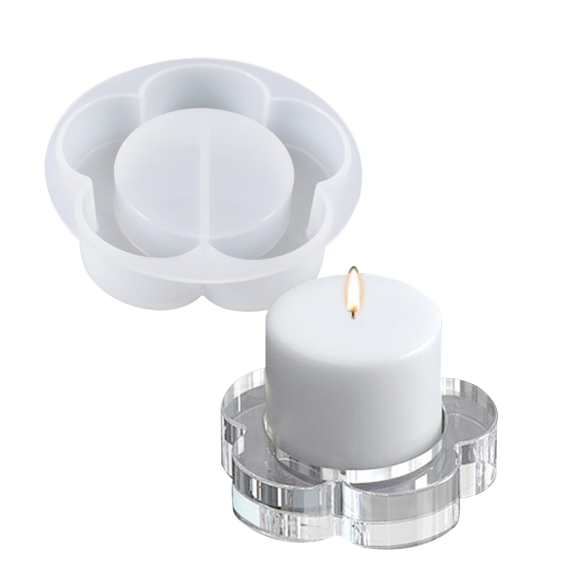 Attuslla Flower Candlestick Epoxy Casting Silicone Molds, Resin Candle Holder Silicone Moulds for DIY Jewelry Box, Trinket Container, Candy Box Home Table Decoration