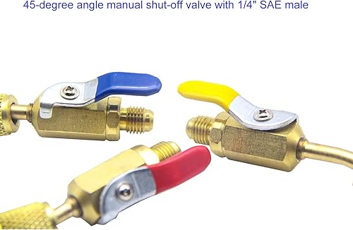 Miniatura 3 de Accesorios de baja pérdida Hvac R12 R22 a R134A Válvula de bola de cierre, aire acondicionado refrigerante en ángulo compacto adaptador de válvula