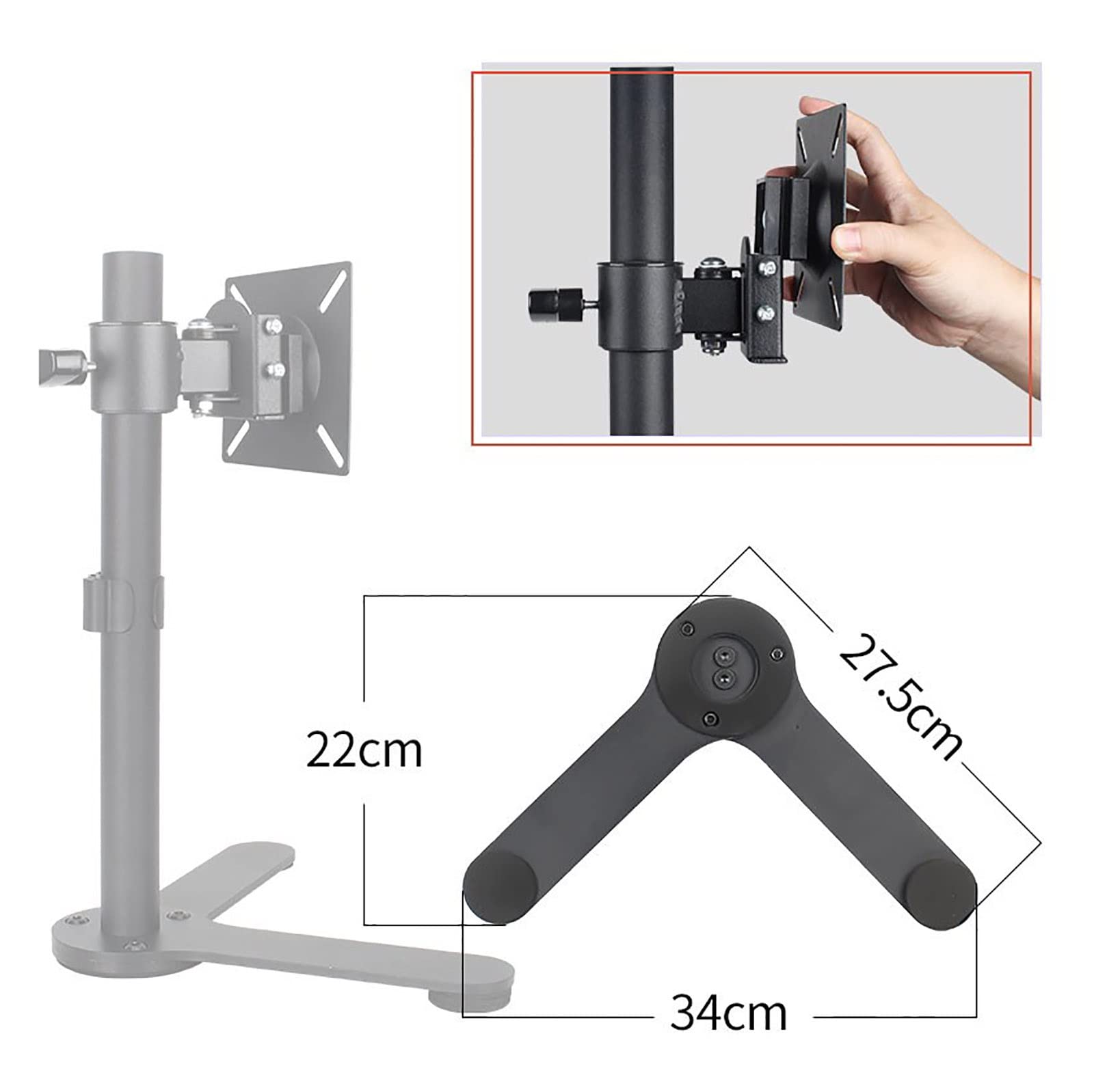 Supporto per Monitor, Braccio per Monitor Regolabile in Altezza con Gestione dei Cavi, Supporto per Monitor Adatto A Schermi da 12 A 24 Pollici, 75X75/100X100 Mm