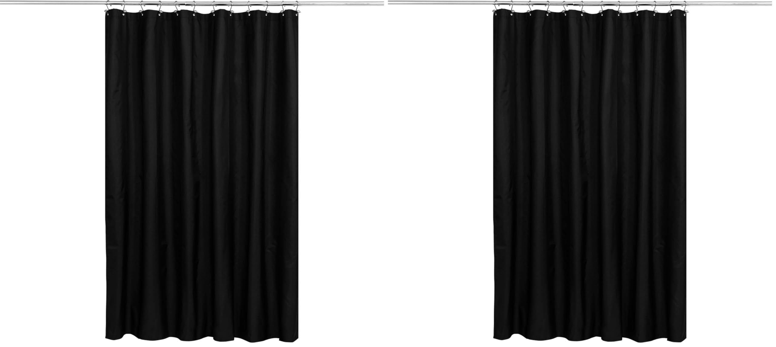 N&amp;Y HOME Fabric Shower Curtain or Liner with Weighted Magnets - Hotel Quality Opaque Black Shower Curtain for Bathroom, Machine Washable, Water Repellent - Black, 72x72 (Pack of 2)