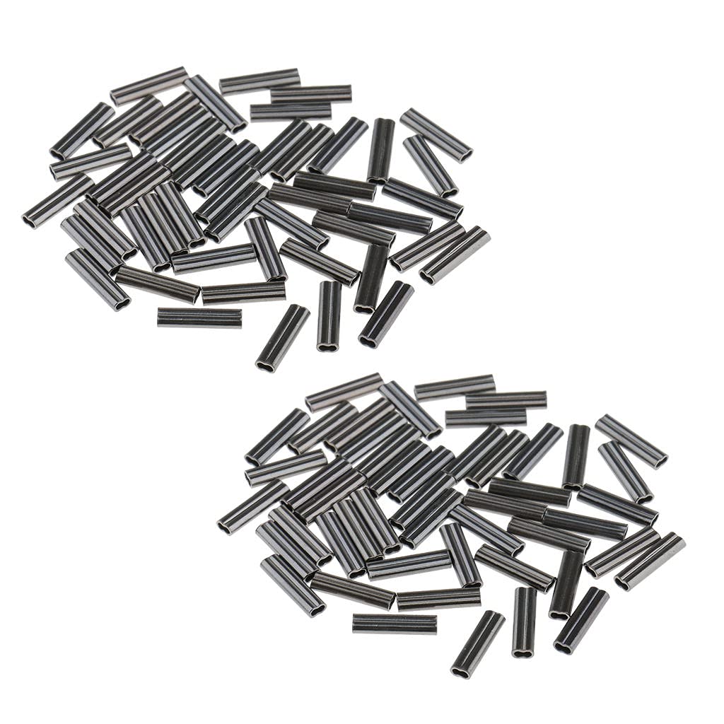 Sharplace 100Pcs 0.8mm Double Barrel ing Crimps for Rig Making Accessories