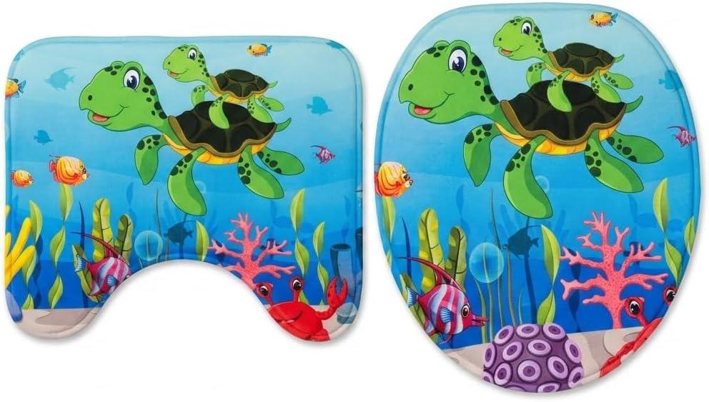 Baby Bath Mats - Toilet Seat Cover and U Shaped Set of 2 for Kids Bathroom