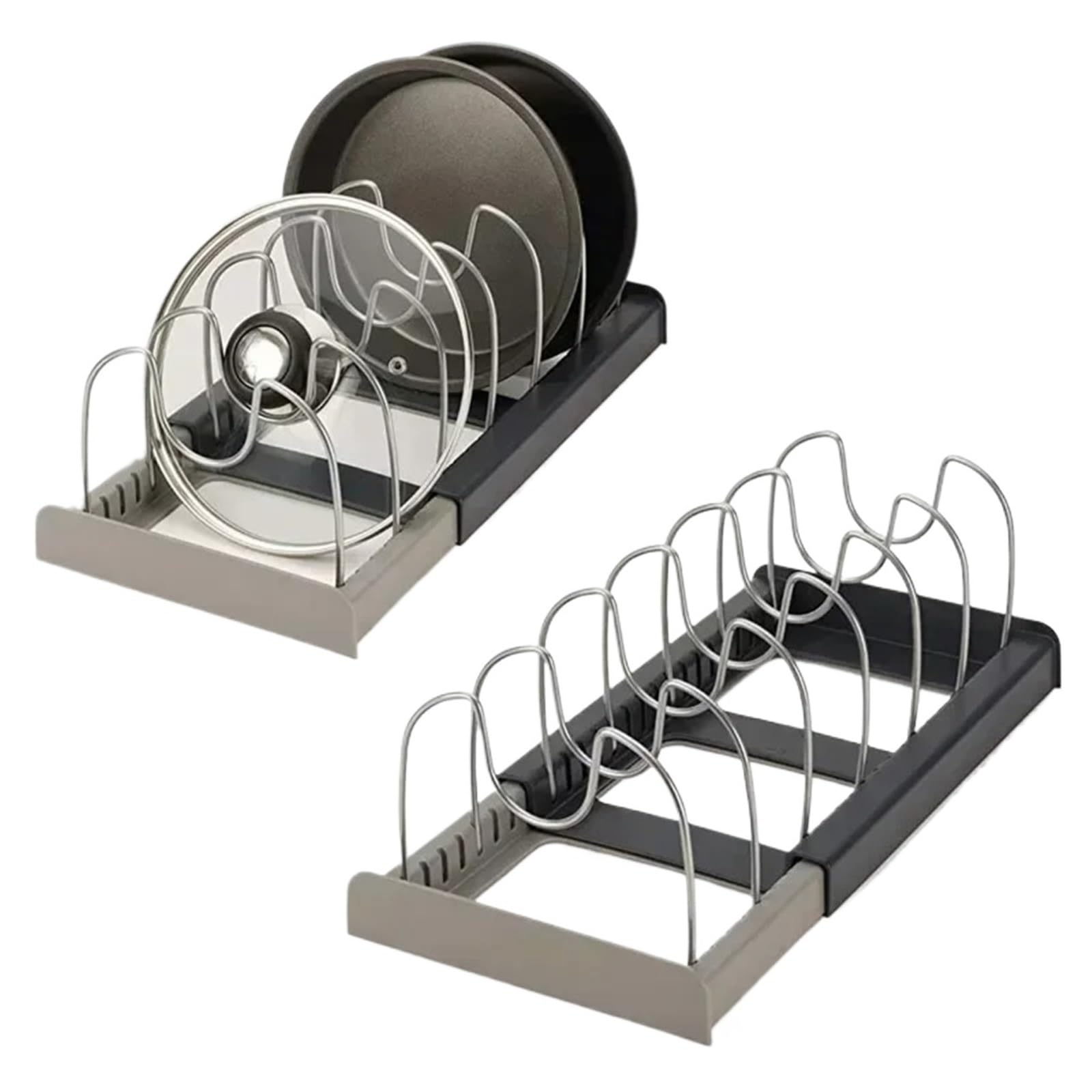 KXAOXGRC Pot Lid Organizer Rack, Expandable Pot Lid Organizer Rack With 6 Adjustable Shelves, 2 Colors, 1/2 Pcs(Color 1,1PCS)