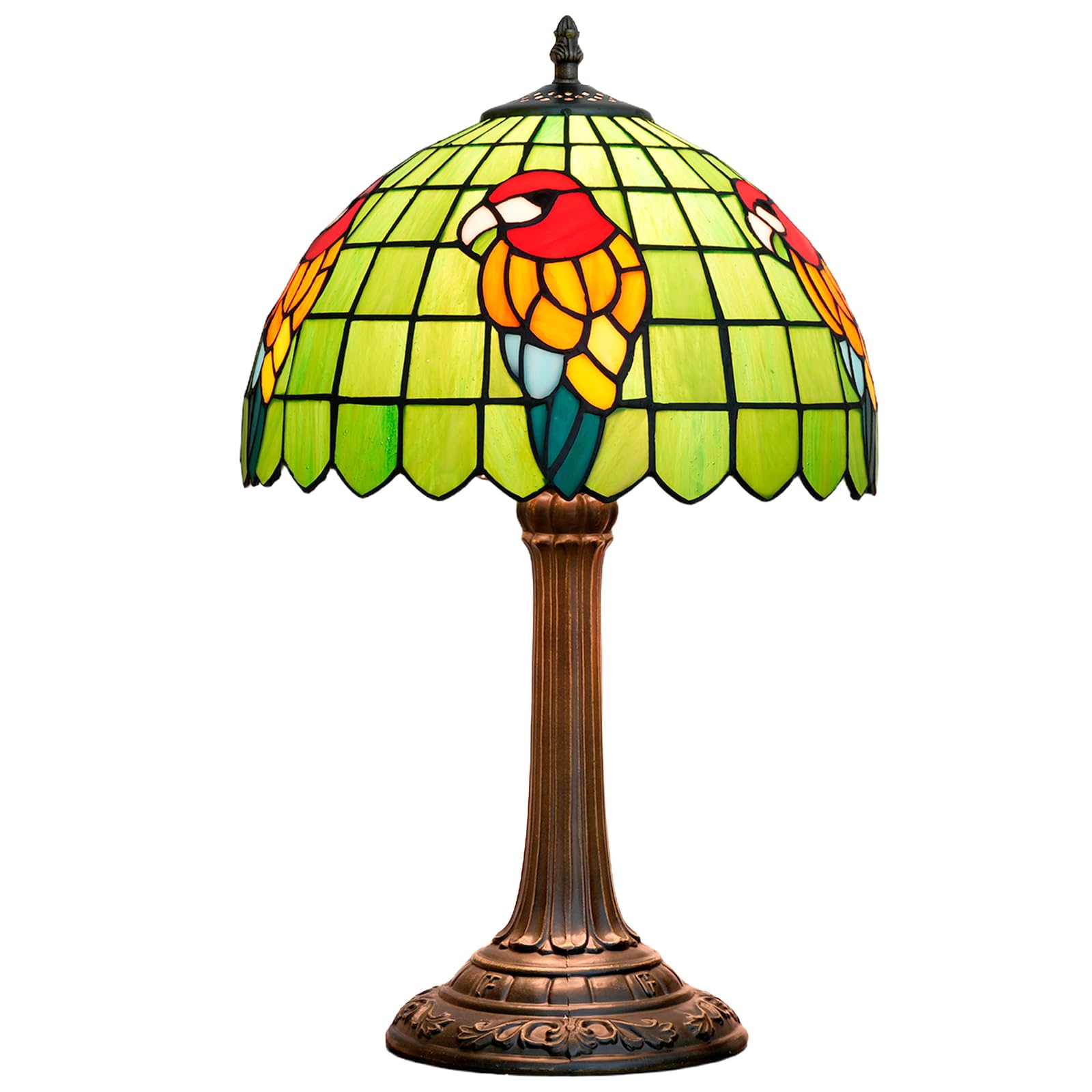 Tiffany Lampa Papuga Zielona Sypialnia Lampa Stołowa Witraż Czytanie Lampka Nocna Do Domu Salon Biuro Dormitorium Jadalnia Udekoruj