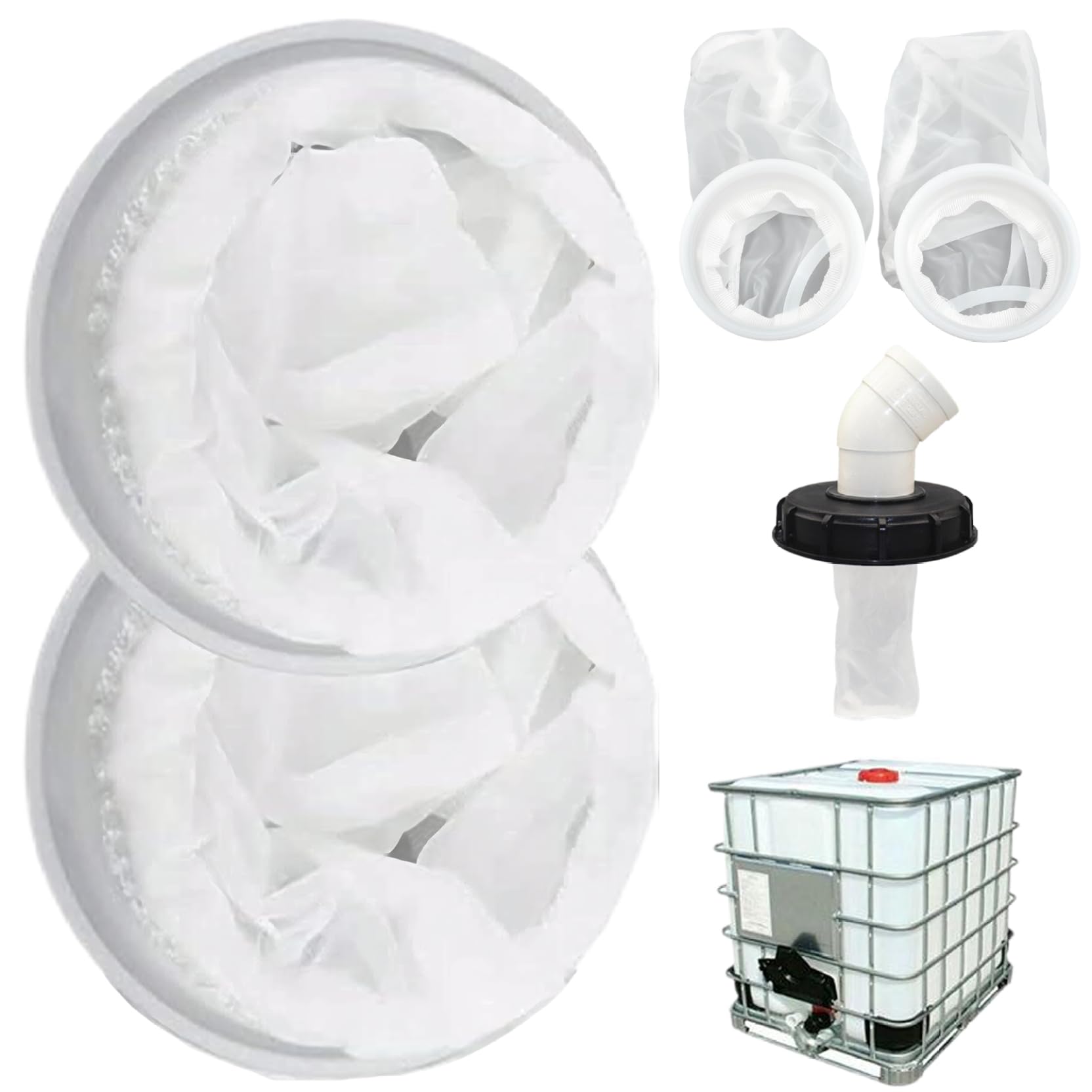 Pineeseatile White 2Pcs Rain Water Filter 8 Inch Ibc Lid Filter Nylon Stretchy Reusable For Ibc Container Rainwater Tank