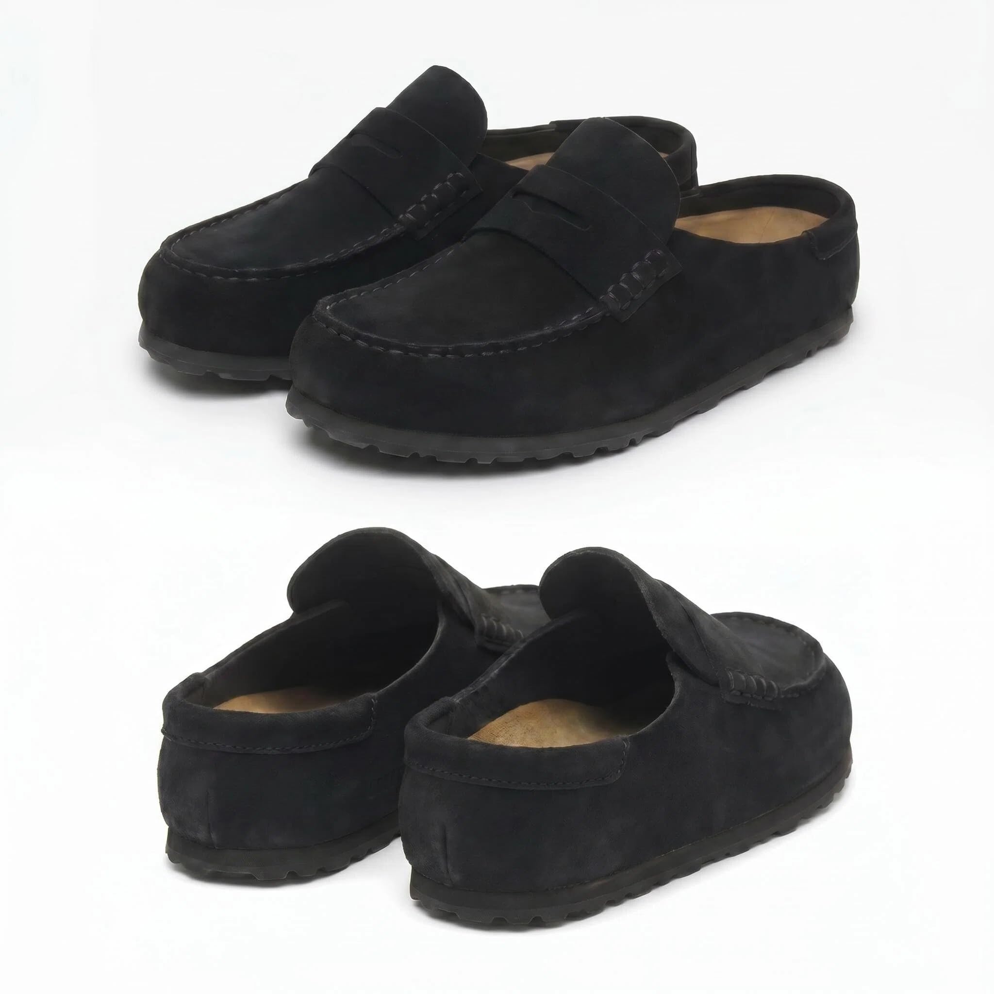 Como Cocooned – Unisex Geschlossene Pantoletten aus Echtleder | Atmungsaktiv & rutschfest | Kork-Fußbett & Eva-Sohle |Clogs & Freizeitschuhe für Damen und Herren