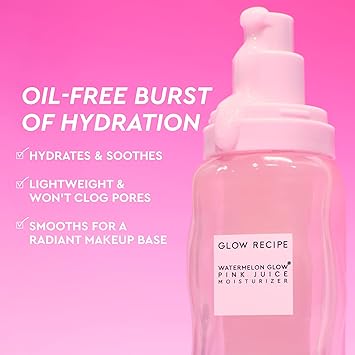 Glow Recipe Pink Juice Water Gel Moisturizer, Korean Gel Moisturizer for Glass Skin, Oil-Free Hydrating Hyaluronic Acid Face Moisturizer for Oily Skin, Non-Comedogenic, Long-Lasting (50ml)