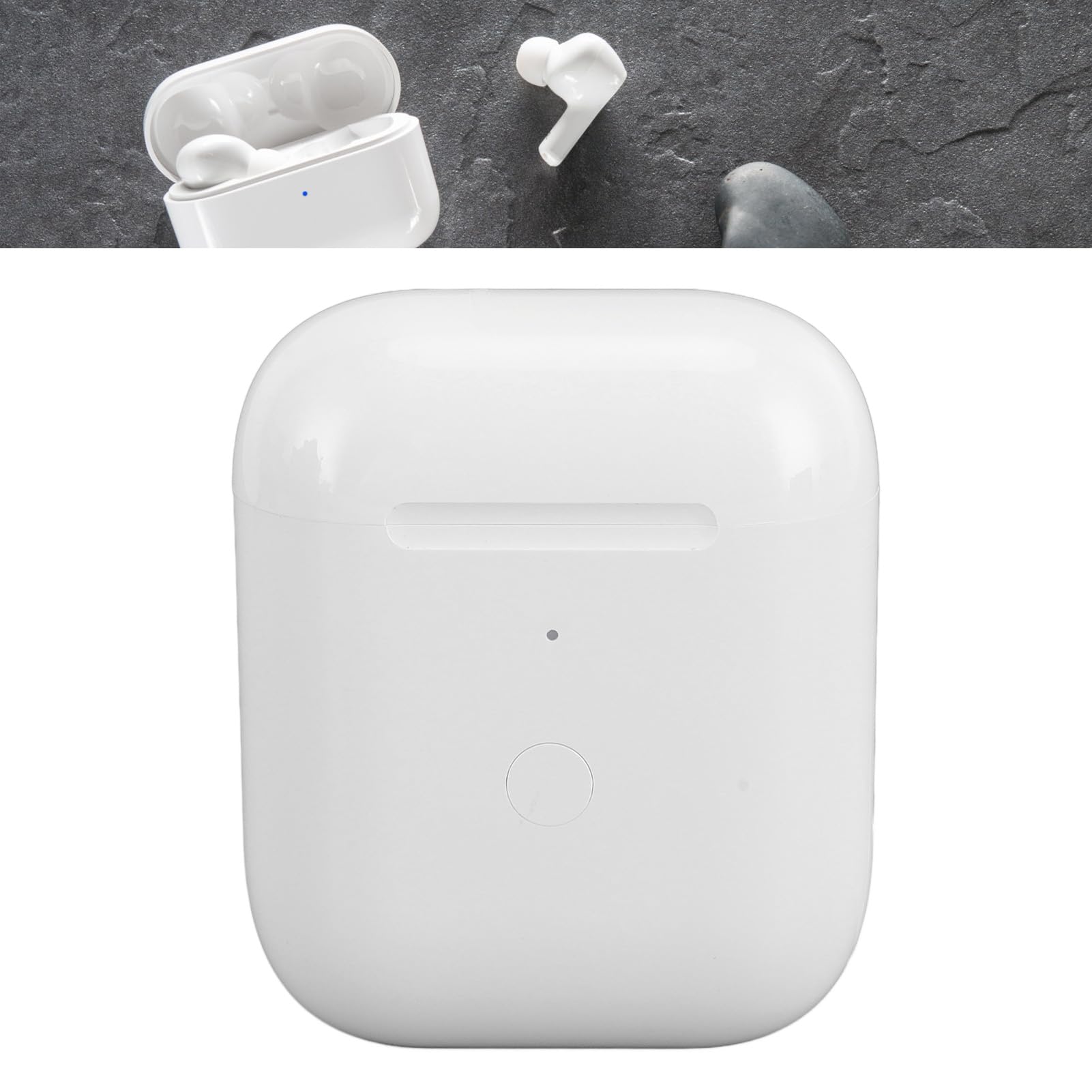 Funda de Carga Inalámbrica para Auriculares iOS de 1.ª y 2.ª Generación, Funda de Cargador de Batería Integrada de 550 MAh de Repuesto con Botón de Sincronización de