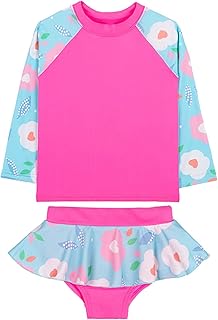 Bañador de dos piezas para niña de manga larga con dibujos animados