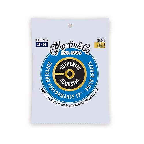Martin Authentic Acoustic Guitar Strings, Superior Performance Bluegrass 12-56, 80/20 Bronze