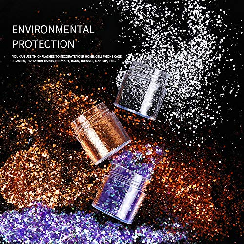 JUN-H 12 Arten Chunky Glitter Nagel Sequin Glitter für Gesicht Nägel Augen Lippen Haare Körper Make Up Glitter Sequin… – Bild 4