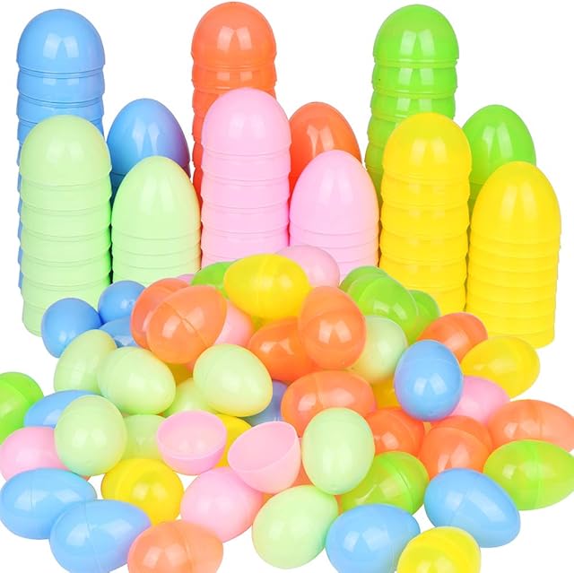 VEYLIN 60 Pieces Plastic Easter Eggs Empty Surprise Eggs Hunt Assorted Color Mini Easter Eggs