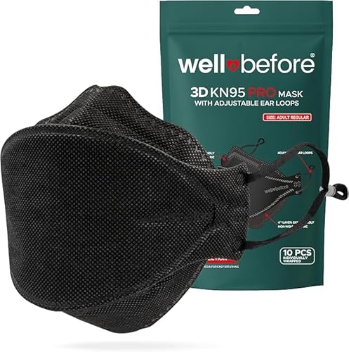 Well Before 3D PRO KN95 Face Masks, 5-Ply, Adjustable Ear