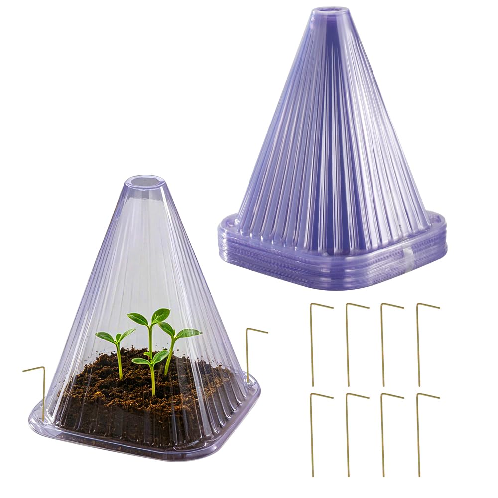 30 Pieces Garden Plant Cloches with 60 Stakes Plastic Plant Cover Protector