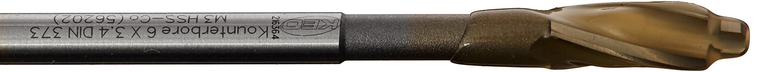 KEO 56207 Cobalt Steel Precision 3 Flutes Cap Screw Counterbore, Integral Pilot, Uncoated (Bright) Finish, M4 - Fine Size