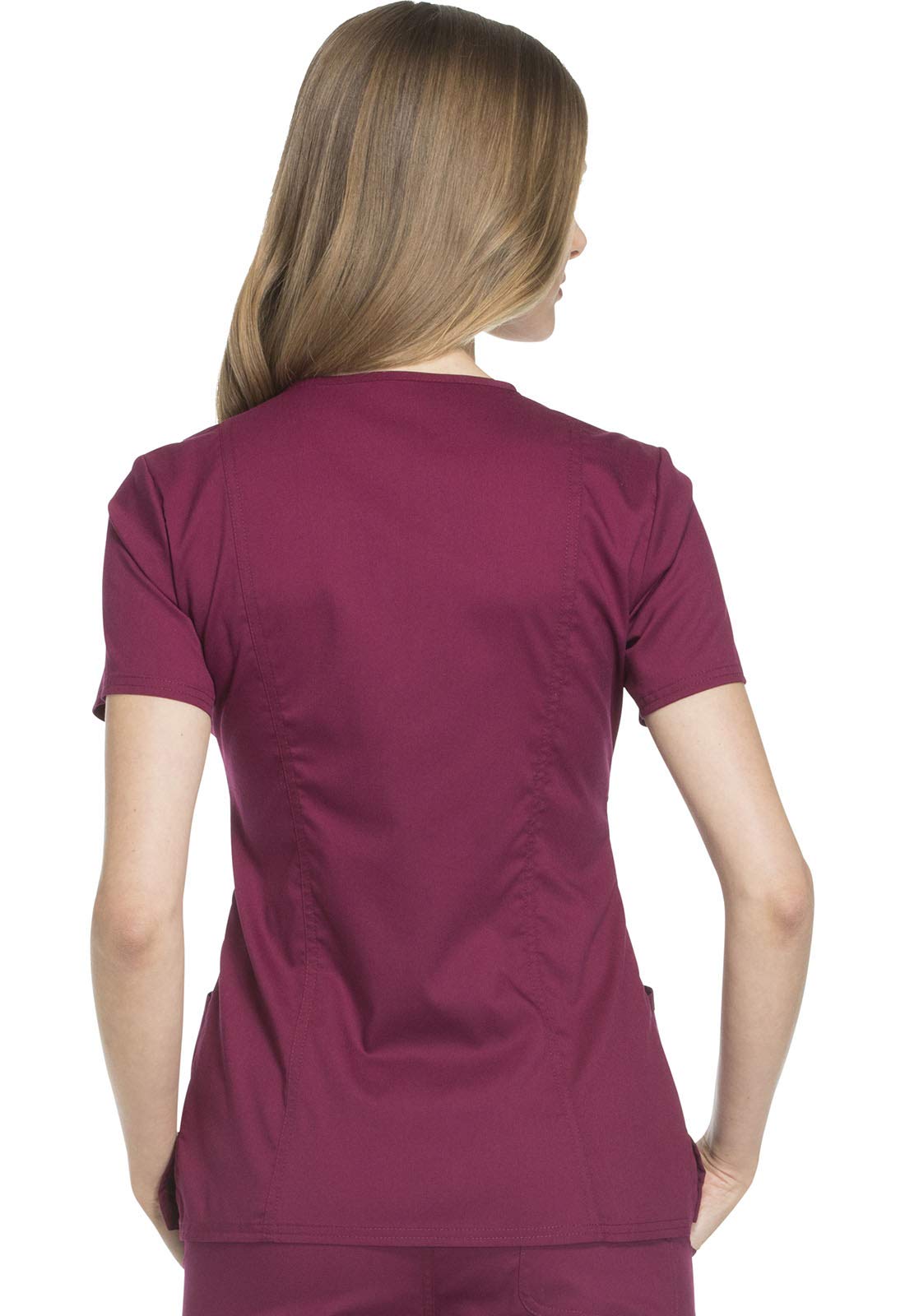 Cherokee Conjunto de uniforme médico para mujer, ajuste clásico moderno WW610 con pantalón de pierna recta y tiro medio, WW110, color vino, talla S Top/XS