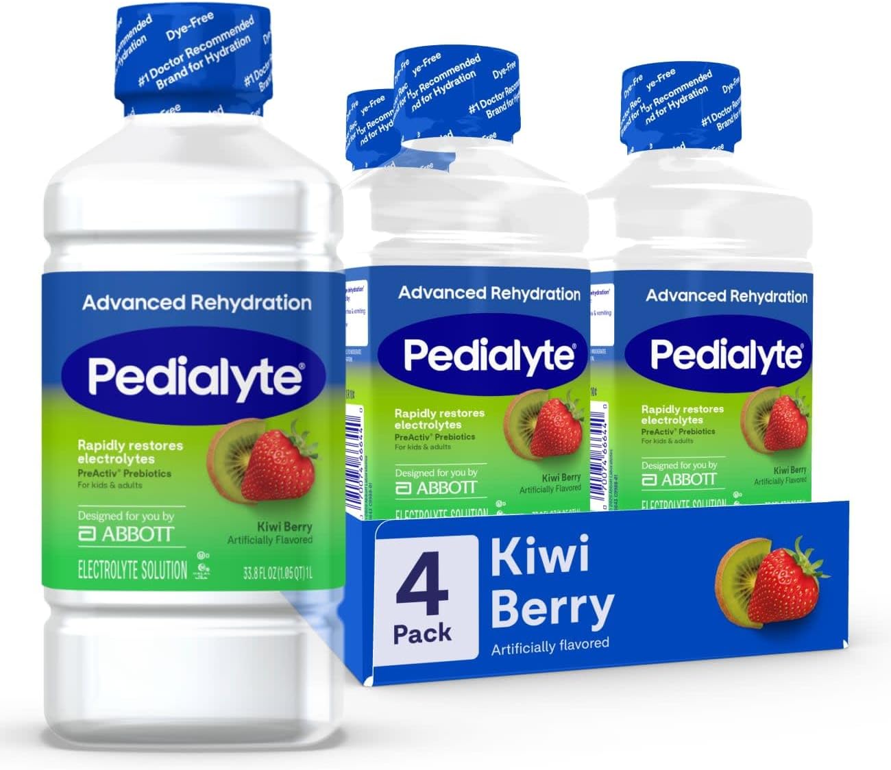 Pedialyte Advanced Rehydration Electrolyte Drink, Dye-Free Hydration, 4-1L