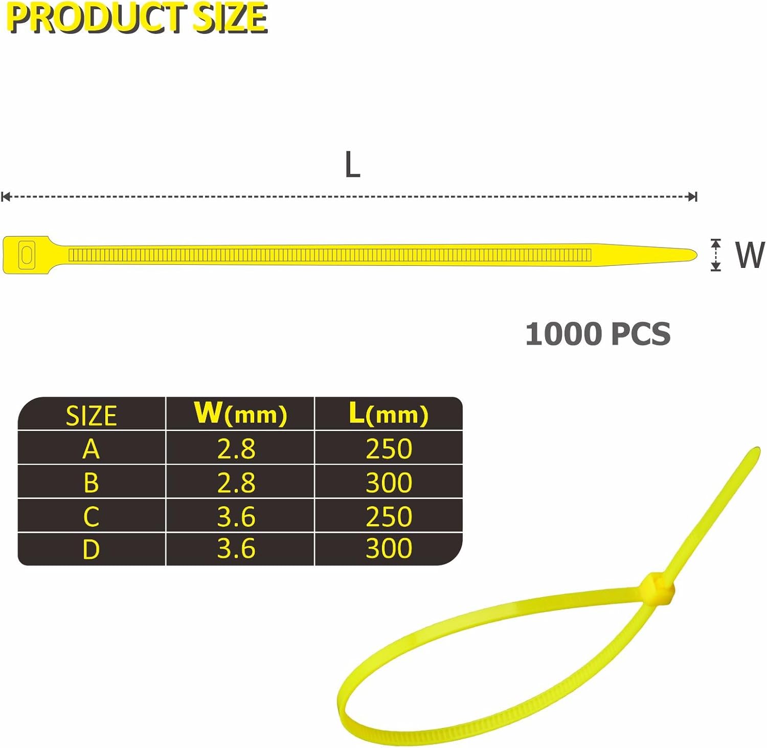 Plastic Tamper Seals - Disposable Self-Locking Ties for Clinical Biohazard Waste Bags, 1000 Pcs (3.6mm*300mm)