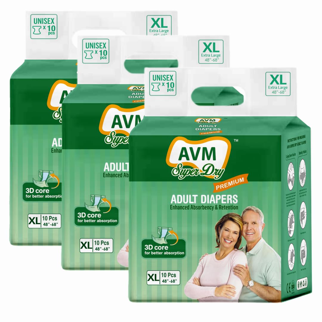 AVM Super Dry Premium Adult Diaper - Unisex Extra Large (48"-68") PACK OF 3 with High Absorption/Wetness indicator/Leak proof/Odour lock. (B0B51V8Q5H) Amazon Price History, Amazon Price Tracker