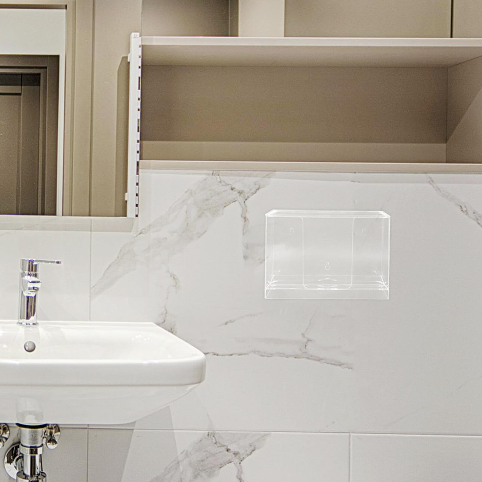 SOLUSTRE Tissue Box Holder, Wall Mount Tissue Holder Plastic Clear Paper Towel Dispenser Kitchen Napkin Paper Boxes for Commercial Bathroom Toilet Hotel Home