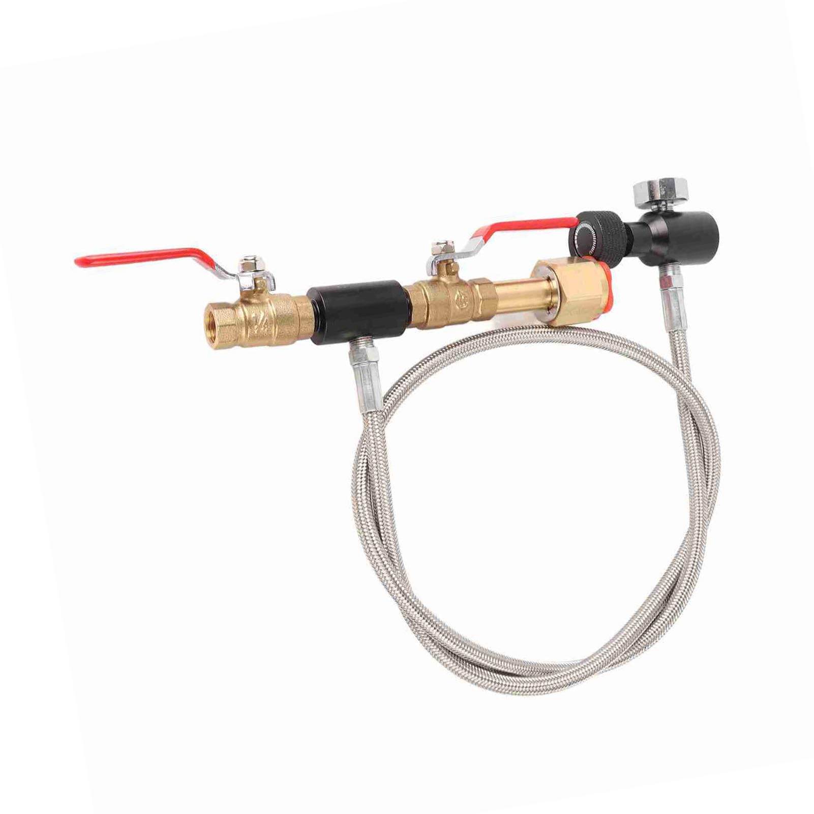 Adattatore di Ricarica CO2 Con Tubo, Realizzato in Materiale di Alta qualità, Robusto da Usare, Con 2 Valvole di Accensione/spegnimento, Adatto per Serbatoi (36 pollici di lunghezza Con