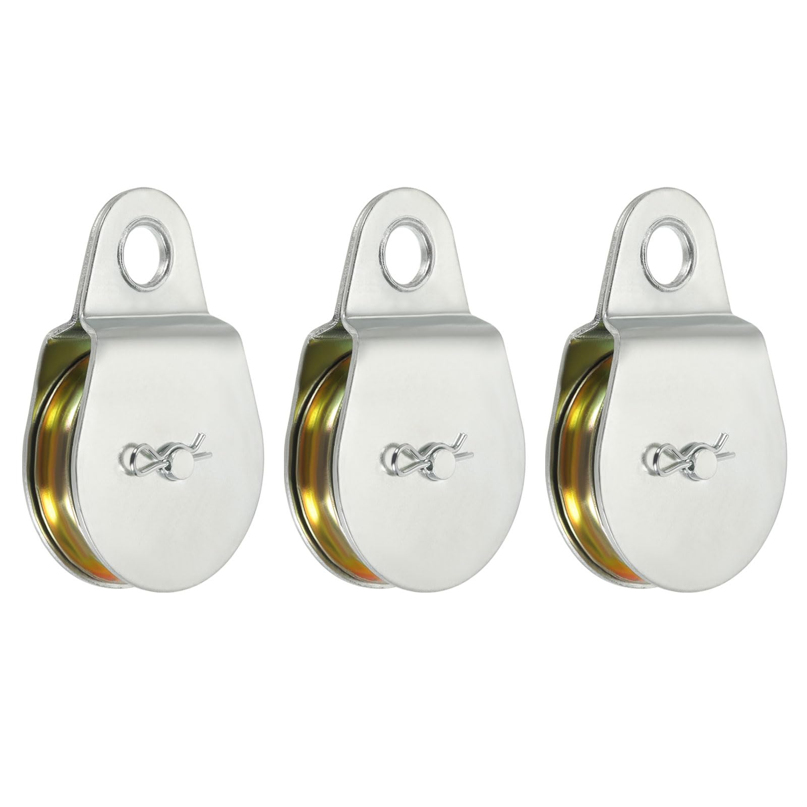 PATIKIL Polea Fija Simple De Una Rueda, Pack De 3 3" Polea De Acero Al Carbono para Cable Pesado Polea De Remolque Rueda Elevadora Rodillo De Polea Simple
