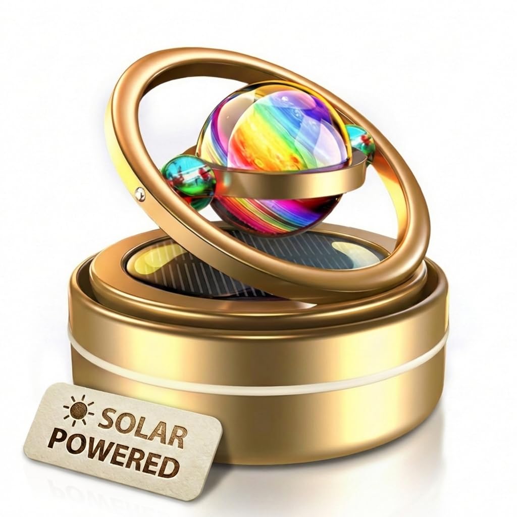 Spinner solare per cruscotto, diffusore cinetico decorativo per auto, a tema spaziale, accessori per auto, scambio regalo di San Valentino, profumo e nuclei aromatici venduti separatamente (oro