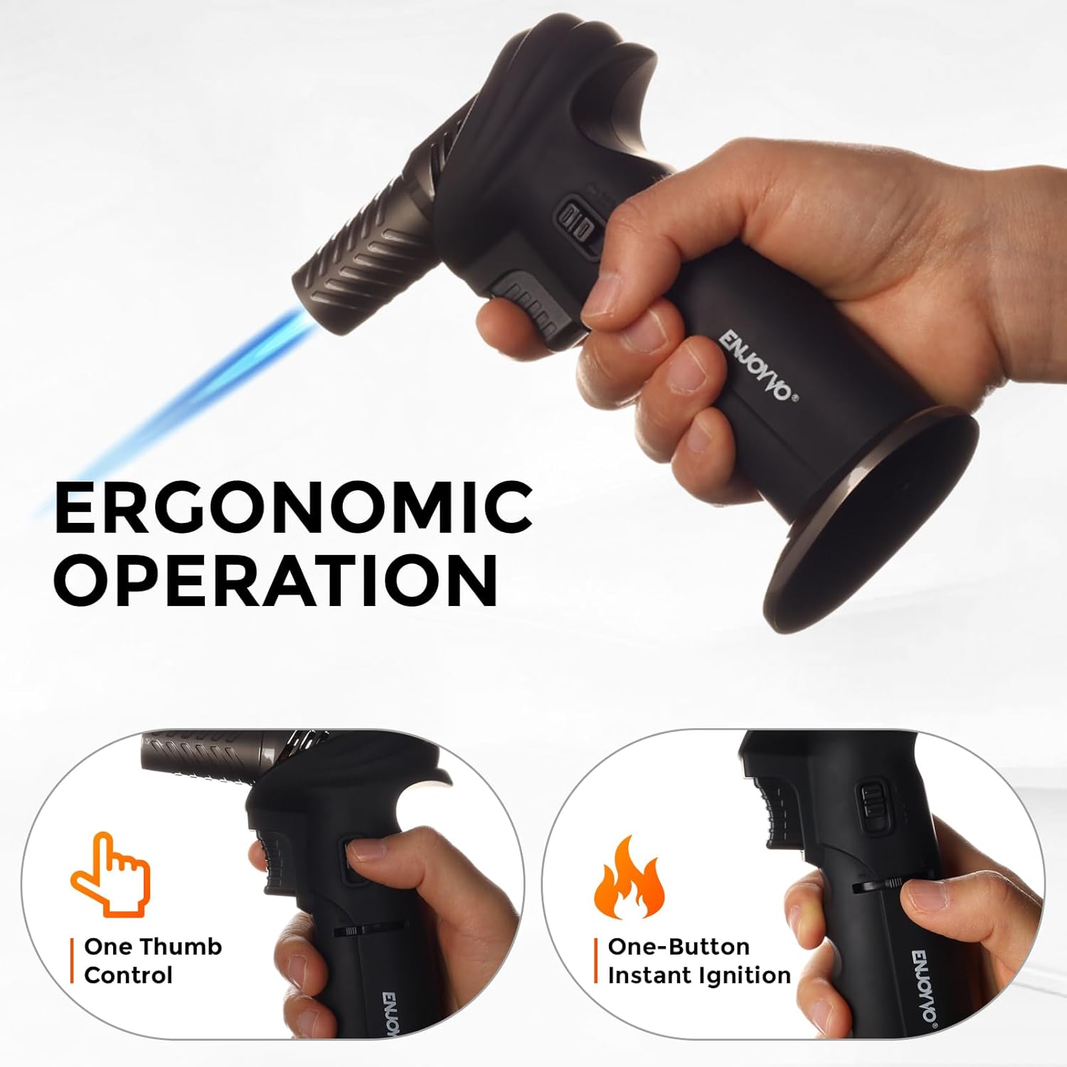 Butane Torch with 0-90° Adjustable Nozzle and Lock, Refillable Mini Torch Butane with Adjustable Flame Intensity up to 2735°F for Welding, Jewelry Making, Cooking, BBQ, Camping (Butane Not Included)