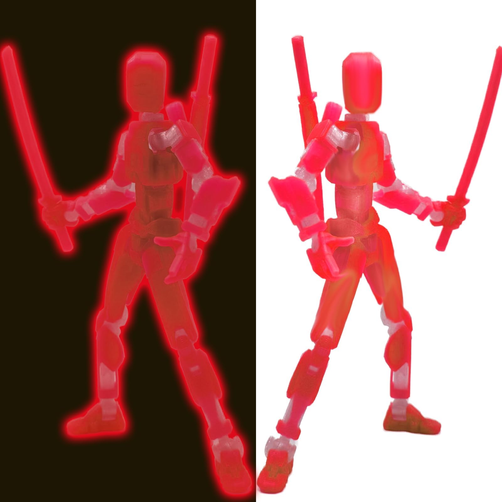 Sponsored Ad - 3D Printed 5.54-inch Multi-Jointed Action Figures Dummy13, Full Body Mechanical Movable Toy, Multiple Accessories, Hand Painted Figure, Desk Decoration, Creative Gifts (Glow at Night - Red)
