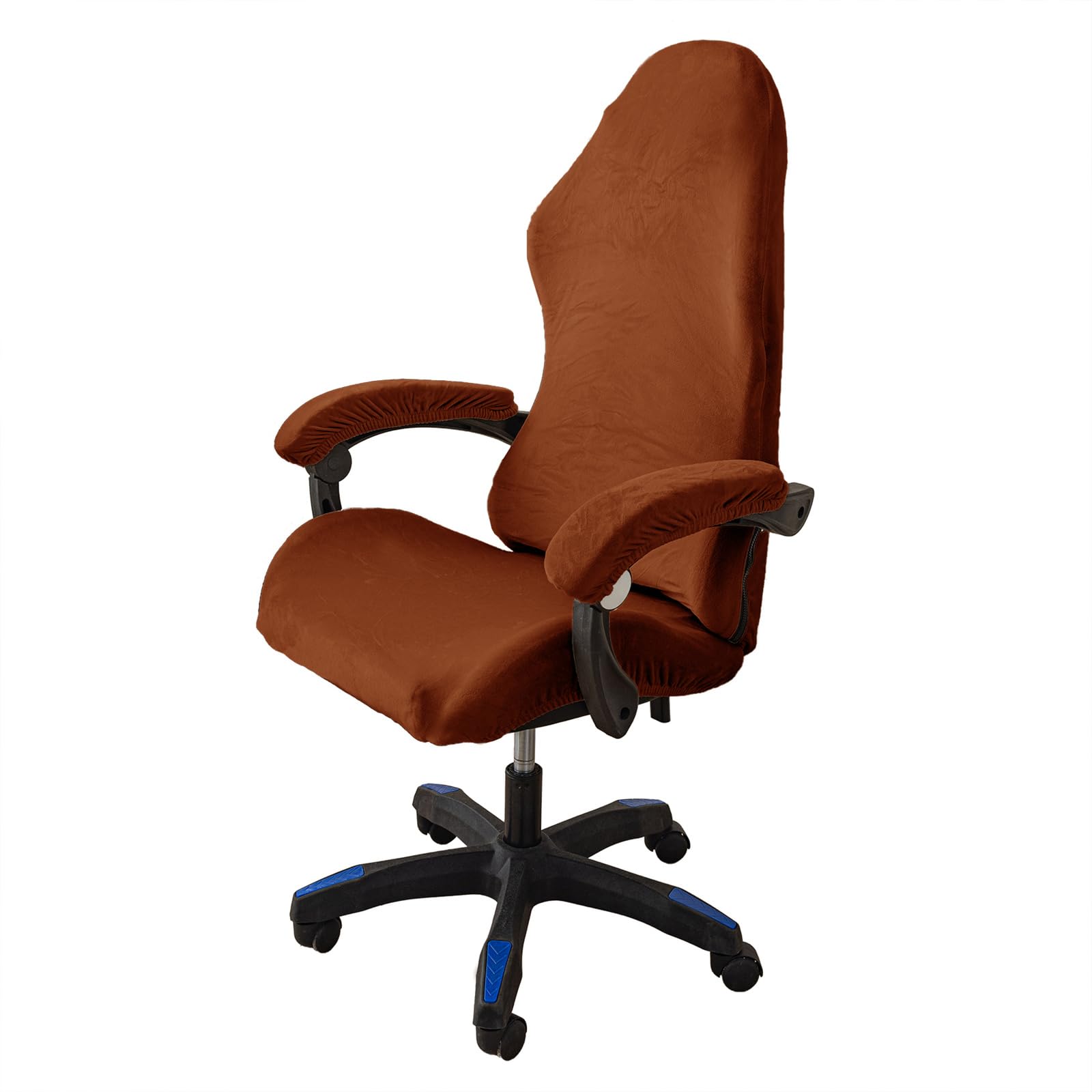 LIFEDX Velvet Gaming Chair Cover, Elastic Gaming Chair Covers with Arms, 4 Pieces, Gaming Chair Cover, Ergonomic Gamer Chair Cover, Washable, Removable, Does Not Include Chairs, Brown