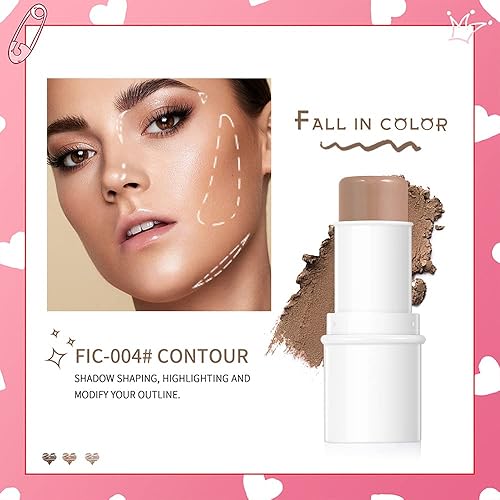 Miniatura 7 de Juego de barras de maquillaje, barra de rubor en crema mate para mejillas, ojos y labios, barra de contorno e iluminador, barras de maquillaje para