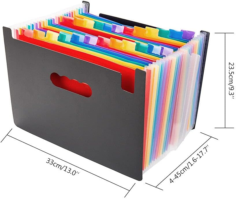 Accordian File Organizer,13/24 Pockets Expanding File Folder with Cloth Edge Wrap, Portable Filing Box, Desktop Accordion Folders, Plastic Colored Paper Document Paperwork Receipt Organizer