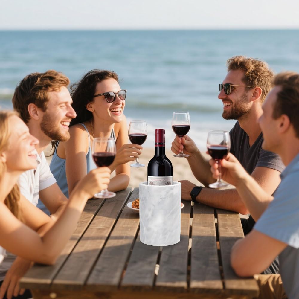 Kota Japan White Marble Stone Wine and Champagne Bottle Chiller Cooler - 7" X 5" | Elegant Kitchen Utensil Holder | Must Have Wine Chiller for Your Home | Impress Your Guests at Next Party or Event! - Image 7