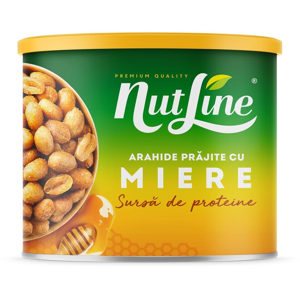 Nutline Arachidi Tostate al Miele – Set da 6 Barattoli da 135 g – Fonte di Proteine – Snack Croccante Dolce-Salato per Aperitivi, Uffici e Famiglie – Totale 810 g