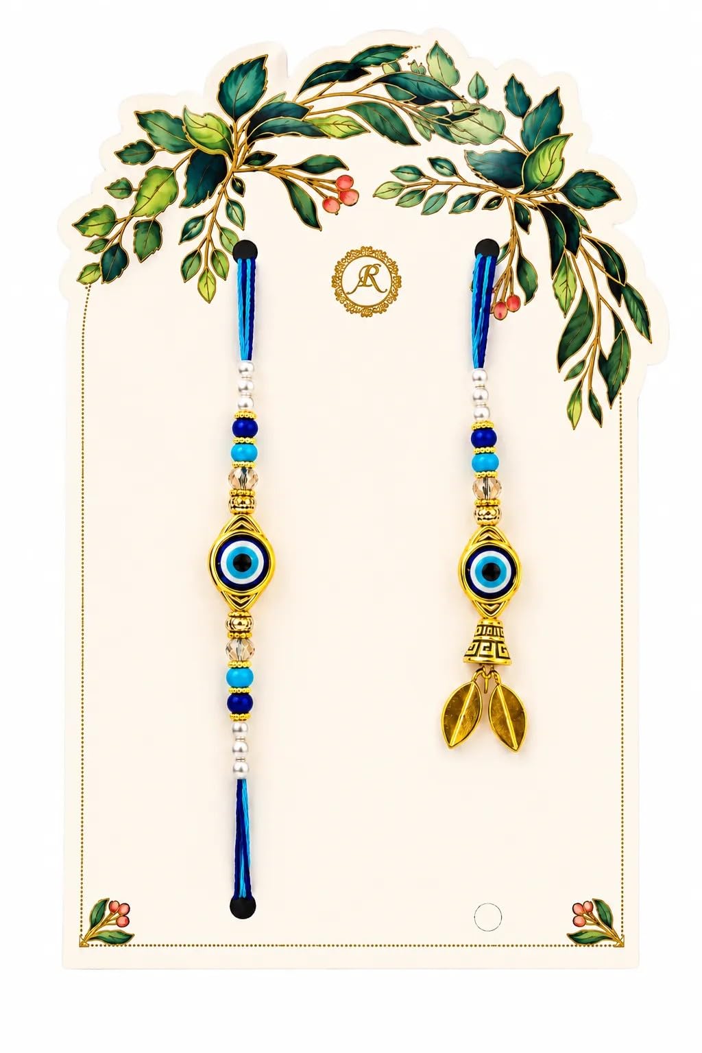 Evil Eye Rakhi Lumba Set Bhaiya Bhabhi with Blue Thread-image-44