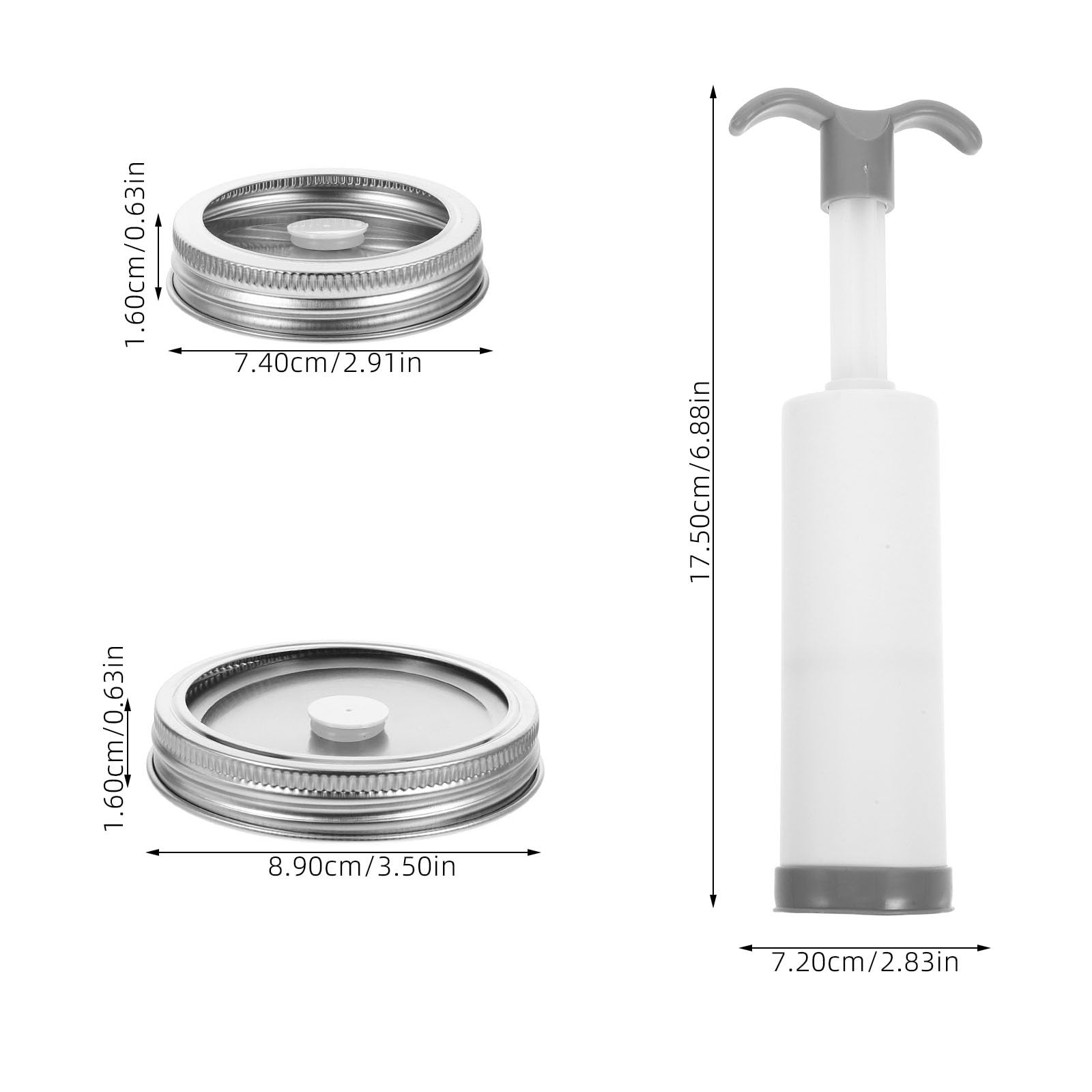 Sigillatrice Sottovuoto Tappo per Barattoli Compatibile Diverse Misure, per Conservazione Alimenti e Conserve Stili multipli per Barattoli in Inossidabile e Abs Stili multipli