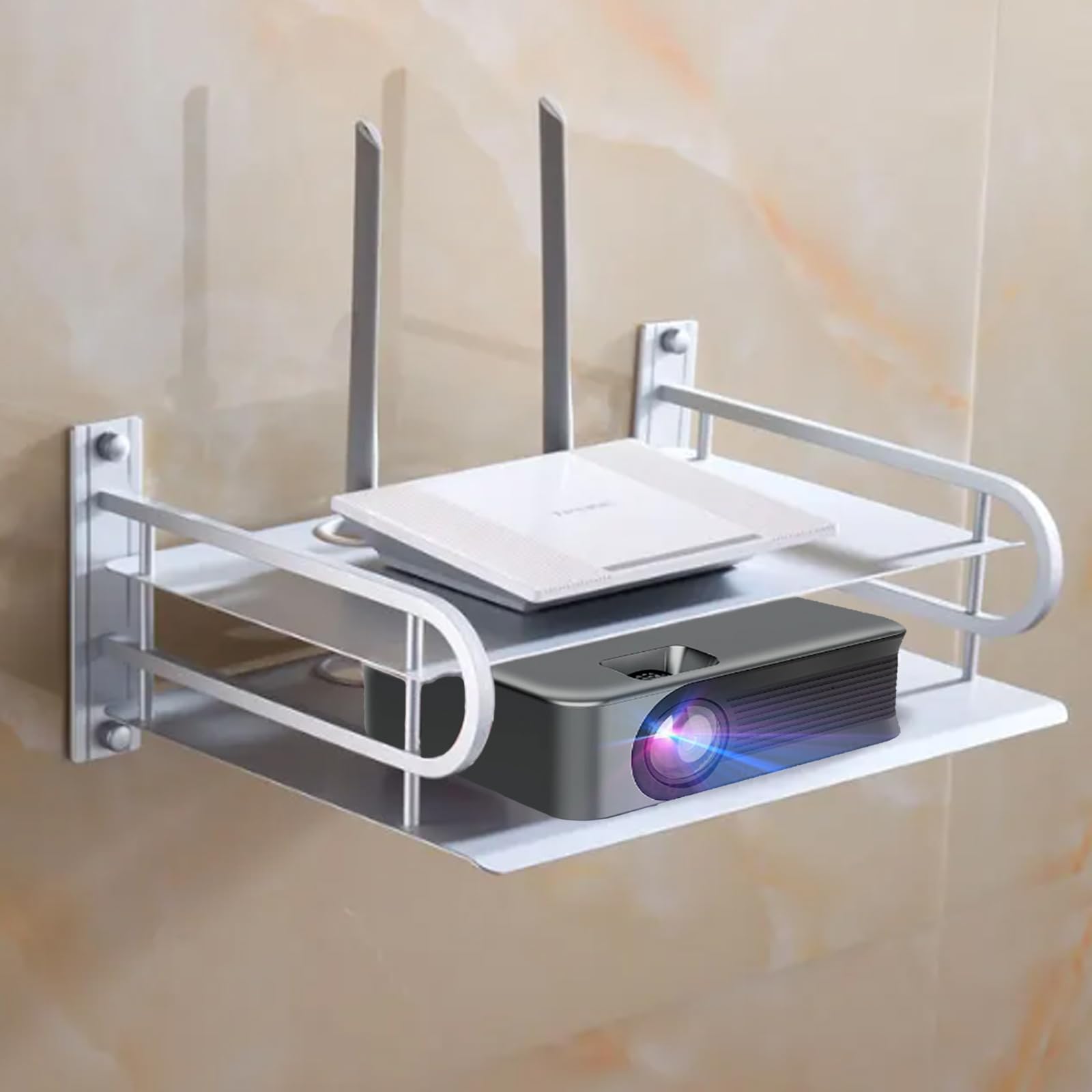 Mensola da parete per proiettore PS5 Supporto a parete in alluminio per accessori TV Lettore DVD Router Hifi Rack Supporto salvaspazio per Home Theater