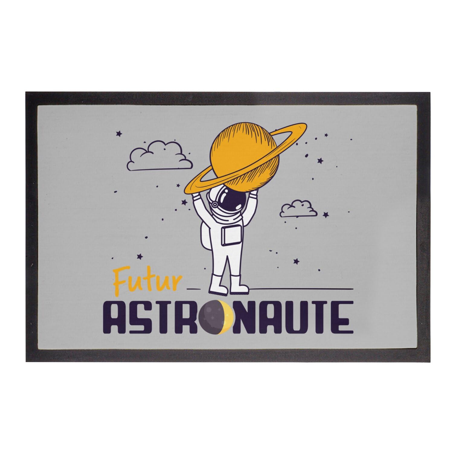 Paillasson astronaute rêve d'enfant idée cadeau originale grise en taille 60x40cm