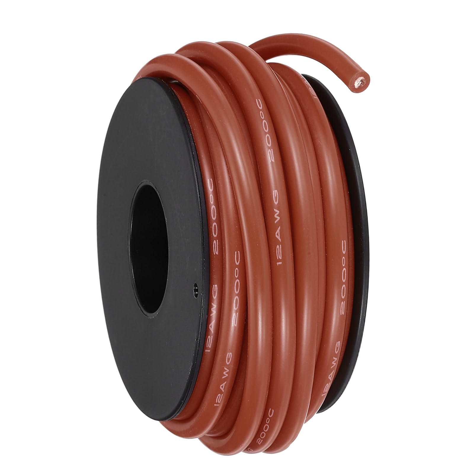 sourcing map 12AWG Flexible Silicone Wire 6m/20ft, 12 Gauge Tinned Copper Electrical Stranded Wire 200 Celsius/392 Fahrenheit High Temperature Hookup Spool for DIY Model Wiring, Brown