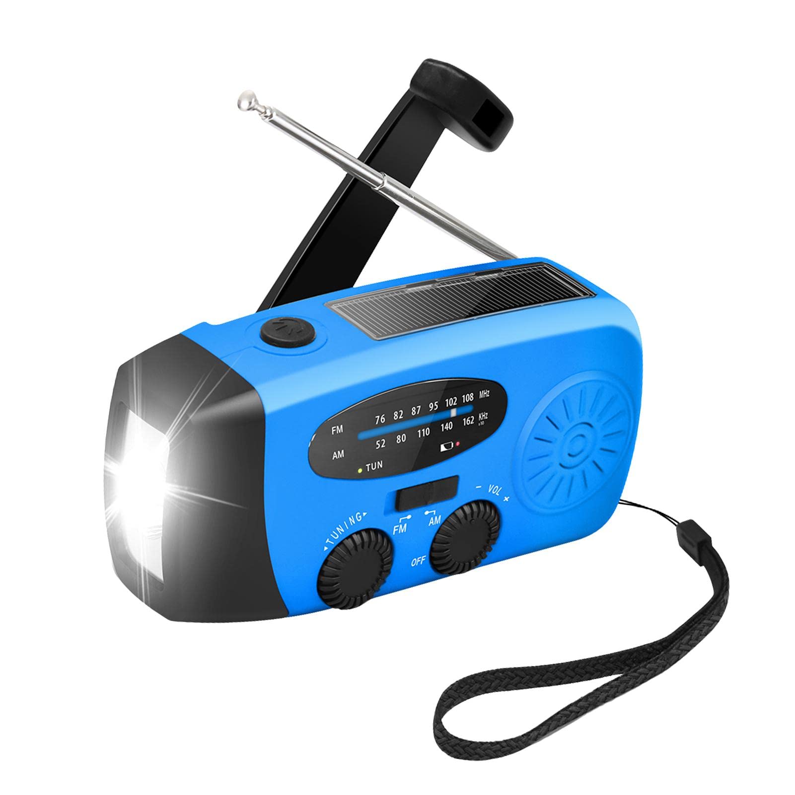 Radio meteorologica di emergenza solare a manovella AM/FM con batteria 2000 mAh e torcia LED